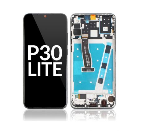 LCD displej + dotyková plocha pro Huawei P30 Lite, s rámem - černý, 24MPX verze (MAR-LX1M)