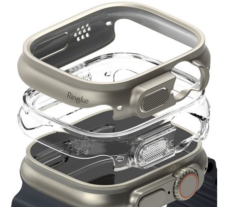 2KS V BALENÍ, SET 2 KRYTU RINGKE SLIM 2-PACK APPLE WATCH ULTRA 1 / 2 (49 MM) CLEAR & TITANIUM GREY