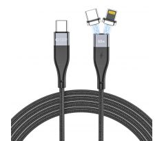 NABÍJECÍ A DATOVÝ KABEL TECH-PROTECT ULTRABOOST 2IN1 MAGNETIC CABLE LIGHTNING & TYPE-C PD60W/3A 100CM BLACK