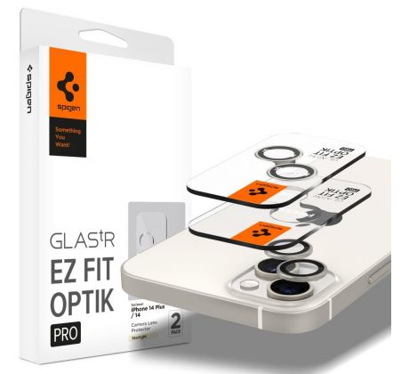 2KS V BALENÍ, SET 2 SKEL ZADNÍ KAMERY SPIGEN OPTIK.TR ”EZ FIT” CAMERA PROTECTOR 2-PACK iPhone 14 / 14 Plus / 15 / 15 Plus STARLIGHT
