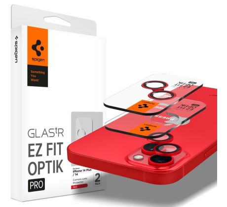 2KS V BALENÍ, SET 2 SKEL ZADNÍ KAMERY SPIGEN OPTIK.TR ”EZ FIT” CAMERA PROTECTOR 2-PACK iPhone 14 / 14 Plus / 15 / 15 Plus RED
