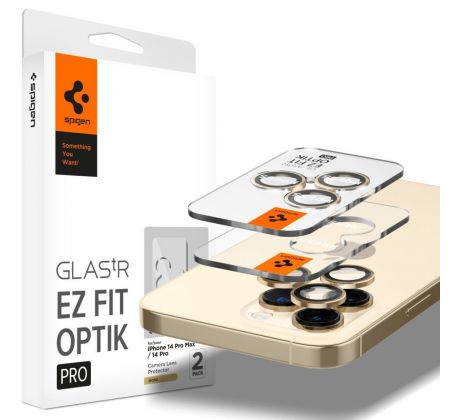 2KS V BALENÍ, SET 2 SKEL ZADNÍ KAMERY SPIGEN OPTIK.TR ”EZ FIT” CAMERA PROTECTOR 2-PACK iPhone 14 Pro / 14 Pro Max GOLD