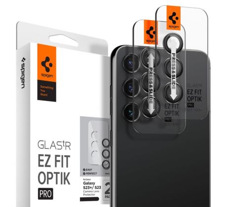 2KS V BALENÍ, SET 2 SKEL ZADNÍ KAMERY SPIGEN OPTIK.TR ”EZ FIT” CAMERA PROTECTOR 2-PACK SAMSUNG GALAXY S23 / S23+ PLUS BLACK