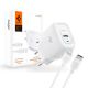 SÍŤOVÁ NABÍJEČKA NA MOBIL A TABLET SPIGEN PE2C10CL 1-PORT NETWORK CHARGER PD20W + LIGHTNING CABLE WHITE