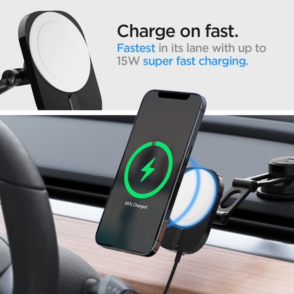 Magnetic MagSafe Car Mount with Wireless Charging for Vent Car Spigen  ITM12W Onetap Pro 3 black