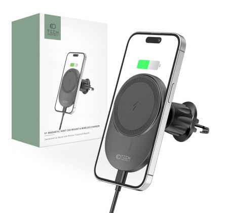 DRŽÁK DO AUTA S BEZDRÁTOVÝM NABÍJENÍM TECH-PROTECT MM15W-V1 MAGNETIC MAGSAFE VENT CAR MOUNT WIRELESS CHARGER 15W BLACK