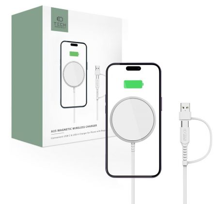 BEZDRÁTOVÁ NABÍJEČKA TECH-PROTECT QI15W-A25 MAGNETIC MAGSAFE WIRELESS CHARGER WHITE