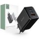 SÍŤOVÁ NABÍJEČKA NA MOBIL A TABLET TECH-PROTECT C65W 3-PORT NETWORK CHARGER PD65W/QC3.0 BLACK