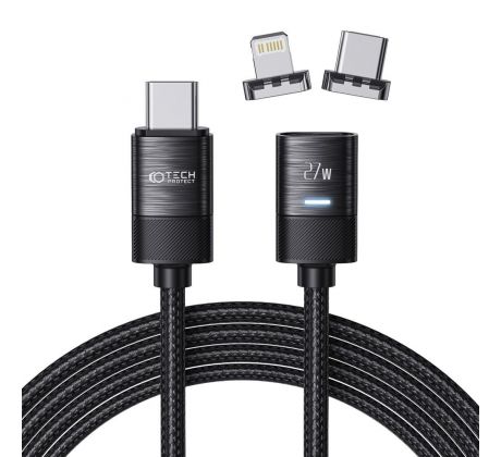 NABÍJECÍ A DATOVÝ KABEL TECH-PROTECT ULTRABOOST MAGNETIC CABLE LIGHTNING & TYPE-C PD27W/3A 200CM BLACK