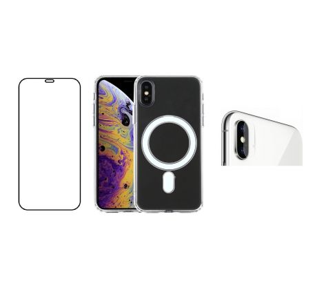 3PACK - Hydrogel + Crystal Air kryt s MagSafe + ochranné sklíčko kamery pro iPhone XS Max