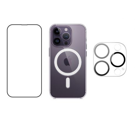 3PACK - Hydrogel + Crystal Air kryt s MagSafe + ochranné sklíčko kamery pro iPhone 14 Pro