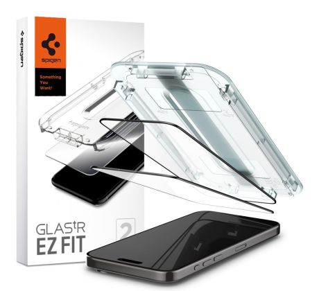2KS V BALENÍ, SET 2 OCHRANNÝCH SKEL SPIGEN GLAS.TR ”EZ FIT” FC 2-PACK iPhone 15 Pro BLACK