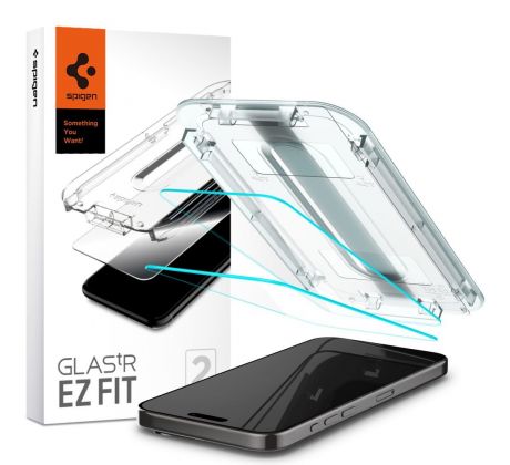 2KS V BALENÍ, SET 2 OCHRANNÝCH SKEL SPIGEN GLAS.TR ”EZ FIT” 2-PACK iPhone 15 Pro Max CLEAR