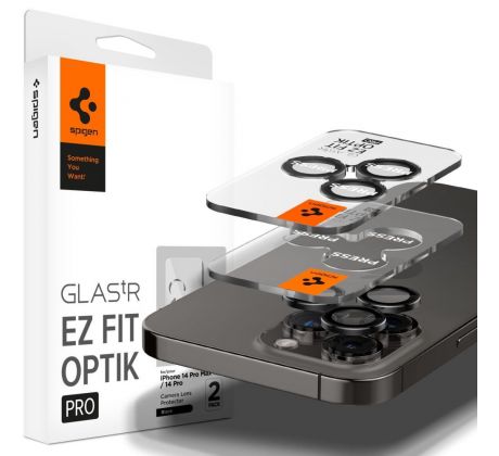 2KS V BALENÍ, SET 2 SKEL ZADNÍ KAMERY SPIGEN OPTIK.TR ”EZ FIT” CAMERA PROTECTOR 2-PACK iPhone 14 Pro / 14 Pro Max / 15 Pro / 15 Pro Max / 16 Pro / 16 Pro Max BLACK