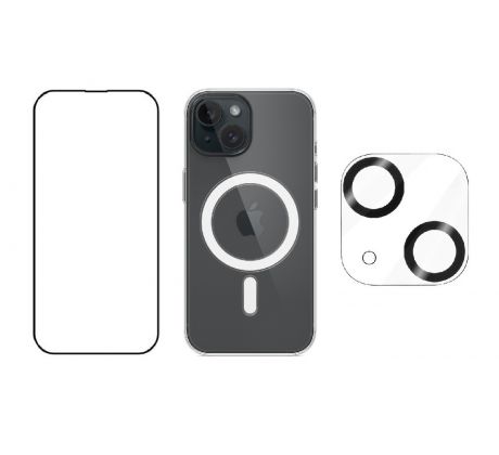 3PACK - Hydrogel + Crystal Air kryt s MagSafe + ochranné sklíčko kamery pro iPhone 15 