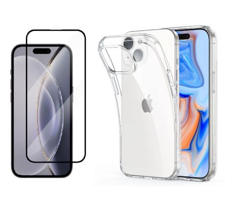 2PACK - 3D Ochranné tvrzdené sklo + transparentní kryt pro iPhone 15 Plus