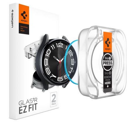 2KS V BALENÍ, SET 2 OCHRANNÝCH SKEL SPIGEN GLAS.TR ”EZ-FIT” 2-PACK SAMSUNG GALAXY WATCH 6 CLASSIC (43 mm) CLEAR