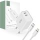 SÍŤOVÁ NABÍJEČKA NA MOBIL A TABLET TECH-PROTECT C35W 2-PORT NETWORK CHARGER PD35W + LIGHTNING CABLE WHITE