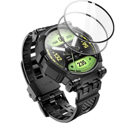 KRYT S ŘEMÍNKEM + 2 OCHRANNÉ TVRZENÉ SKLÁ SUPCASE IBLSN ARMORBOX 2-SET SAMSUNG GALAXY WATCH 4 / 5 / 6 (44 mm) BLACK