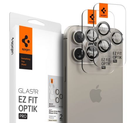 2KS V BALENÍ, SET 2 SKEL ZADNÍ KAMERY SPIGEN OPTIK.TR CAMERA PROTECTOR 2-PACK iPhone 14 Pro / 14 Pro Max / 15 Pro / 15 Pro Max / 16 Pro / 16 Pro Max NATURAL TITANIUM