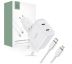 SÍŤOVÁ NABÍJEČKA NA MOBIL A TABLET TECH-PROTECT C20W 2-PORT NETWORK CHARGER PD20W + LIGHTNING CABLE WHITE