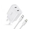 SÍŤOVÁ NABÍJEČKA NA MOBIL A TABLET TECH-PROTECT C20W 2-PORT NETWORK CHARGER PD20W + LIGHTNING CABLE WHITE