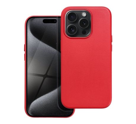 Kožený kryt Mag Cover  iPhone 15 Pro červený