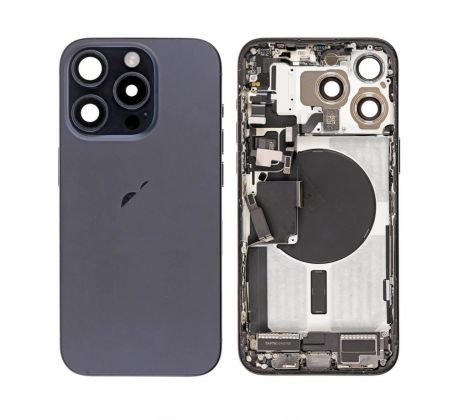 Apple iPhone 15 Pro - Zadní housing s předinstalovanými díly (Blue Titanium) 