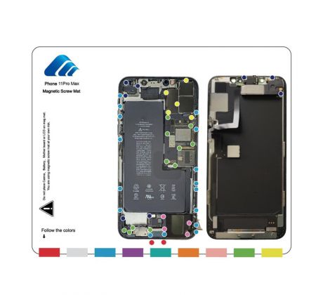 Magnetický organizér šroubů se schématem (iPhone 11 Pro Max)