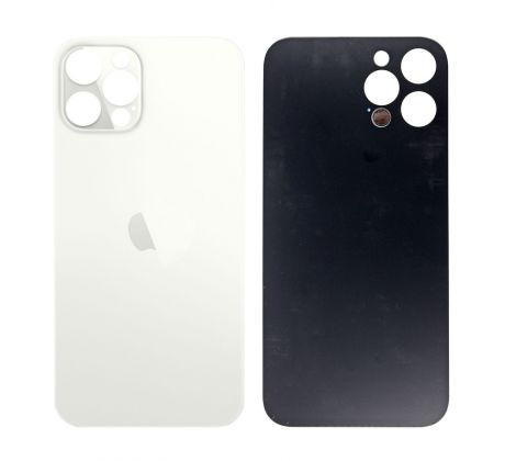 iPhone 12 Pro Max - Sklo zadního housingu se zvětšeným otvorem na kameru BIG HOLE - bílé  
