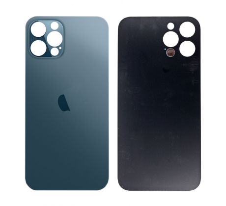 iPhone 12 Pro Max - Sklo zadního housingu se zvětšeným otvorem na kameru BIG HOLE - modré 