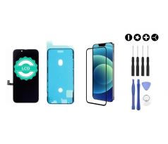 MULTIPACK - LCD displej pro iPhone 14 + screen adhesive (lepka pod displej) + 3D ochranné sklo + sada nářadí