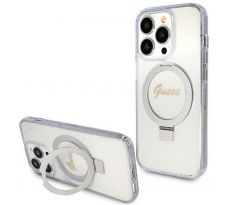 Original   GUESS GUHMP15XHRSGSD  iPhone 15 Pro Max (Compatible with Magsafe / Glitter Script Logo / Ring stand / prusvitný)