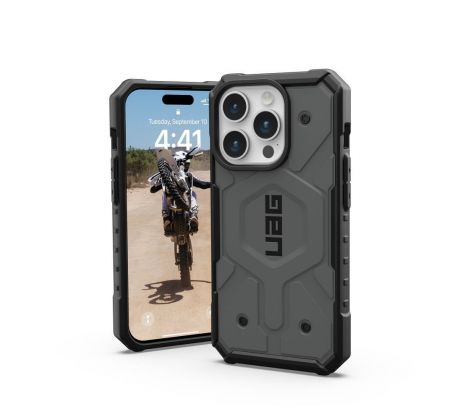 ( UAG ) Urban Armor Gear Pathfinder s Magsafe  iPhone 15 Pro stríbrný