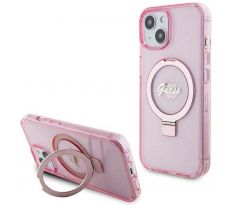 Original   GUESS GUHMP15SHRSGSP  iPhone 15 (Compatible with Magsafe / Glitter Script Logo / Ring stand / ružový)
