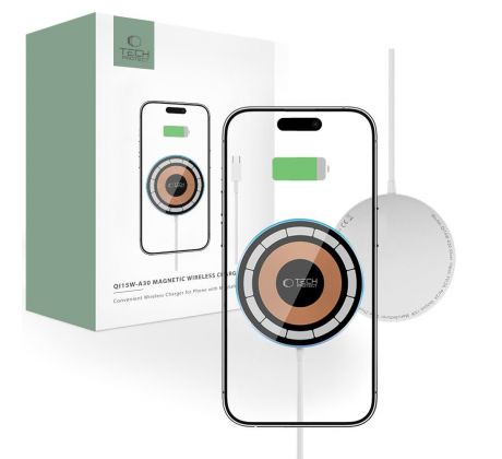 BEZDRÁTOVÁ NABÍJEČKA TECH-PROTECT QI15W-A30 MAGNETIC MAGSAFE WIRELESS CHARGER SILVER