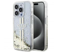 Original   GUESS GUHCP15XLFCSEGT  iPhone 15 Pro Max (Liquid Glitter Gold Stripes / prusvitný)