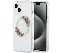 Original   GUESS GUHMP15SHFWFCT  iPhone 15 (Compatible with Magsafe / Flowers Wreath / prusvitný)