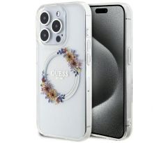 Original   GUESS GUHMP15XHFWFCT  iPhone 15 Pro Max (Compatible with Magsafe / Flowers Wreath / prusvitný)