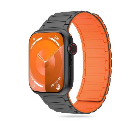 ŘEMÍNEK TECH-PROTECT ICONBAND MAGNETIC APPLE WATCH 4 / 5 / 6 / 7 / 8 / 9 / SE / ULTRA 1 / 2 (42 / 44 / 45 / 49 mm) TITANIUM/ORANGE
