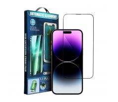 5D Full Glue Ochranné tvrzené sklo iPhone 13 Pro Max / 14 Plus cerný + aplikacní rámecek
