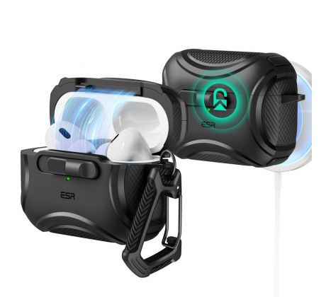 POUZDRO ESR CYBER FLICKLOCK HALOLOCK MAGSAFE APPLE AirPODS PRO 1 / 2 BLACK
