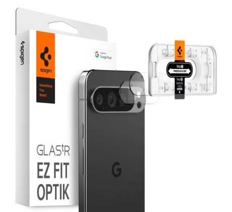 2KS V BALENÍ, SET 2 SKEL NA OCHRANU FOTOAPARÁTU SPIGEN OPTIK.TR ”EZ FIT” CAMERA PROTECTOR 2-PACK GOOGLE PIXEL 9 PRO CRYSTAL CLEAR