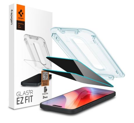 2KS V BALENÍ, SET 2 ANTI-SPY OCHRANNÝCH SKEL SPIGEN GLAS.TR ”EZ FIT” 2-PACK iPhone 16 Pro Max PRIVACY