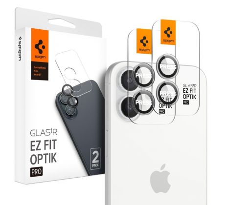 2KS V BALENÍ, SET 2 OCHRANNÝCH SKEL NA ZADNÍ KAMERU SPIGEN OPTIK PRO GLAS.TR ”EZ FIT” CAMERA PROTECTOR 2-PACK iPhone 16 / 16 Plus CRYSTAL CLEAR