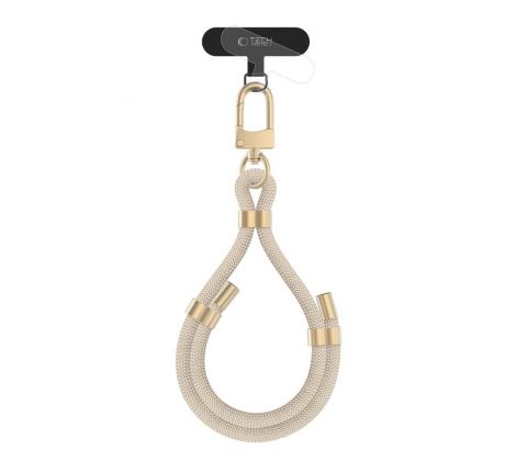 POPRUH NA RUKU/ŠŇŮRKA NA TELEFON TECH-PROTECT C4S ROPE WRIST STRAP BEIGE/GOLD