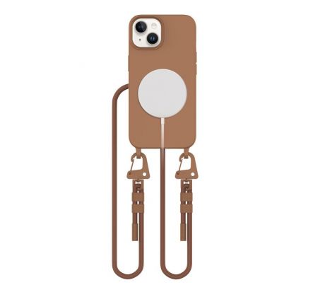 KRYT SE ŠŇŮRKOU/POPRUH NA TĚLO TECH-PROTECT MAGNECKLACE MAGSAFE iPhone 15 CHOCOLATE BROWN