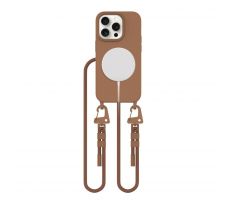 KRYT SE ŠŇŮRKOU/POPRUH NA TĚLO TECH-PROTECT MAGNECKLACE MAGSAFE iPhone 15 Pro CHOCOLATE BROWN