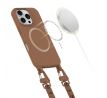 KRYT SE ŠŇŮRKOU/POPRUH NA TĚLO TECH-PROTECT MAGNECKLACE MAGSAFE iPhone 16 Pro Max CHOCOLATE BROWN