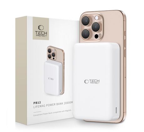 EXTERNÍ BATERIE TECH-PROTECT PB12 LIFEMAG MAGSAFE POWER BANK 20000mAh WHITE